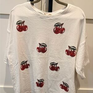 Peach Love California White Tee with Red Print